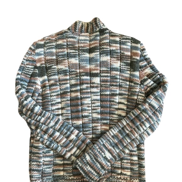 Handmade Clueless Preppy Wool Blend Boyfriend Chunky Cardigan Sweater M Pockets - Picture 3 of 7